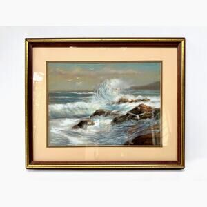 Evelyn Pierson Original Coastal Seascape Pastel Framed Ocean Wave Painting